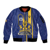 Personalized Barbados 30th November Sleeve Zip Bomber Jacket Independence Day Flag Map - Wonder Print Shop