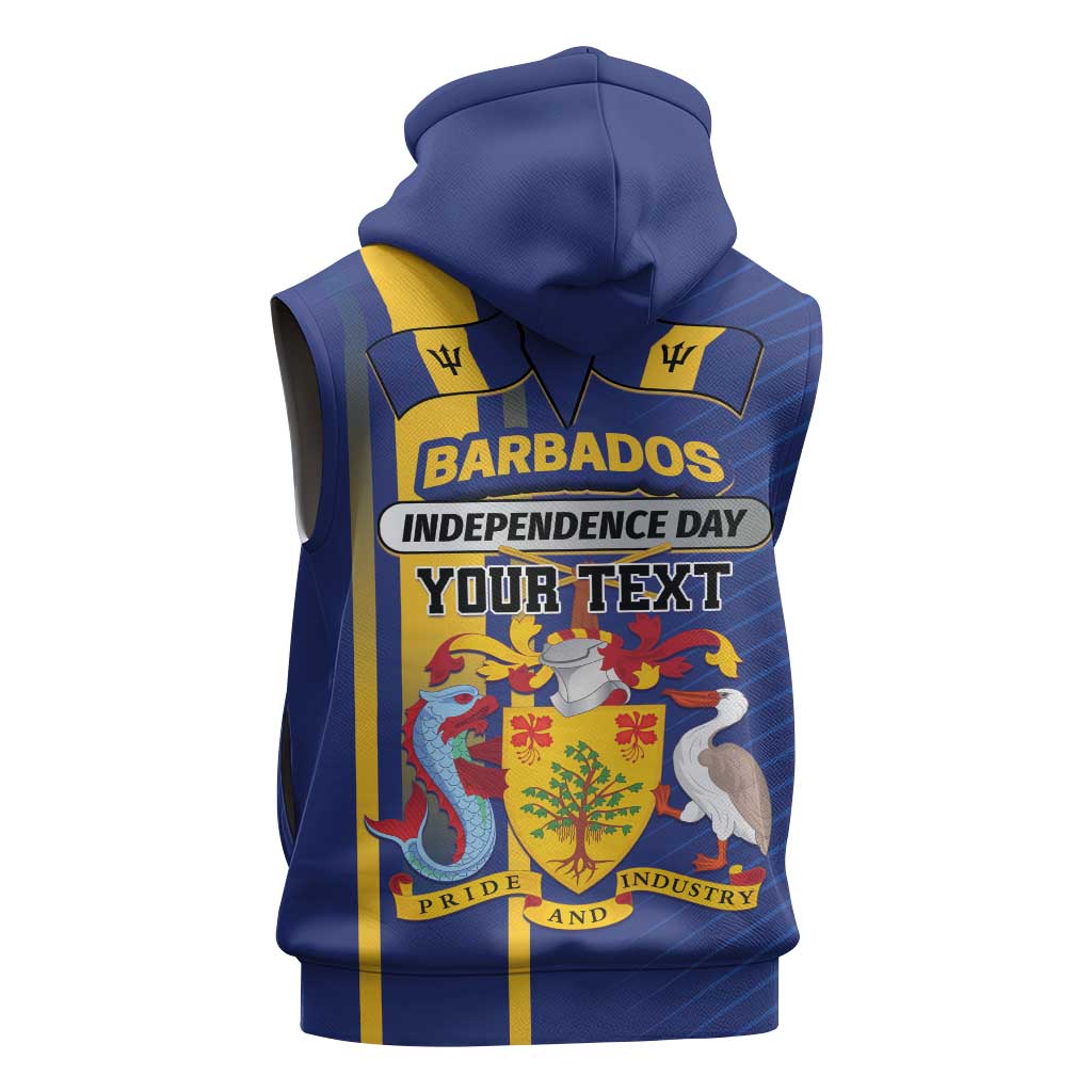 Personalized Barbados 30th November Sleeveless Zip Hoodie Independence Day Flag Map - Wonder Print Shop