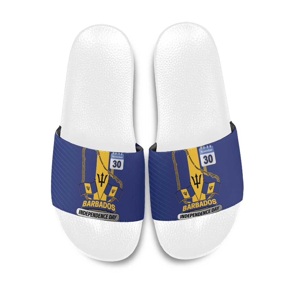 Barbados 30th November Slide Sandals Independence Day Flag Map - Wonder Print Shop