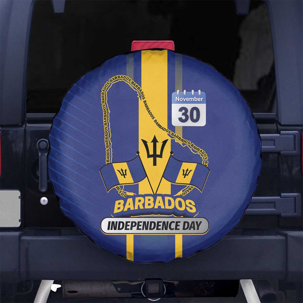 Barbados 30th November Spare Tire Cover Independence Day Flag Map - Wonder Print Shop