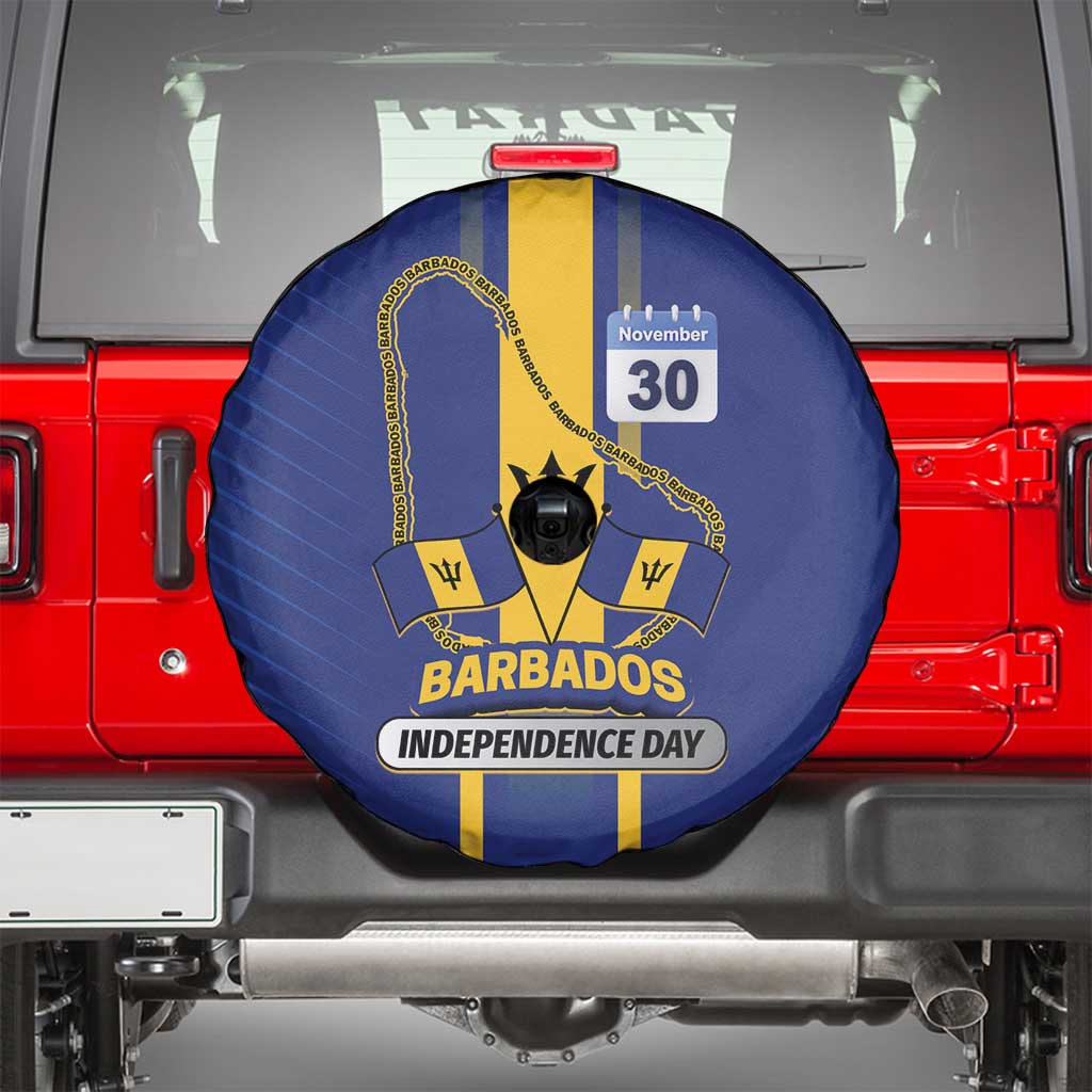 Barbados 30th November Spare Tire Cover Independence Day Flag Map - Wonder Print Shop