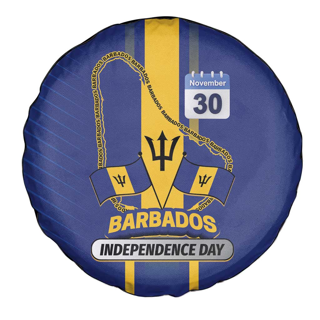 Barbados 30th November Spare Tire Cover Independence Day Flag Map - Wonder Print Shop