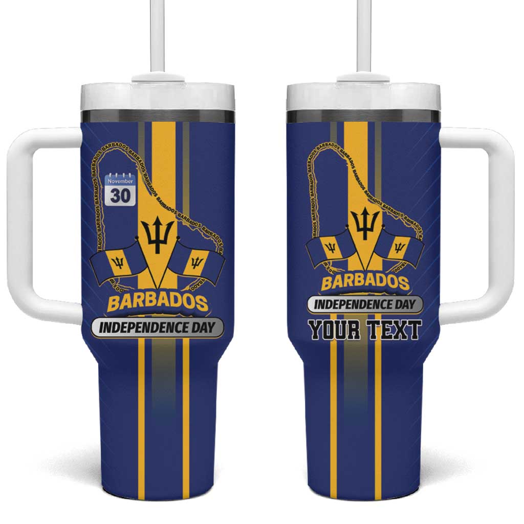 Personalized Barbados 30th November Tumbler With Handle Independence Day Flag Map - Wonder Print Shop