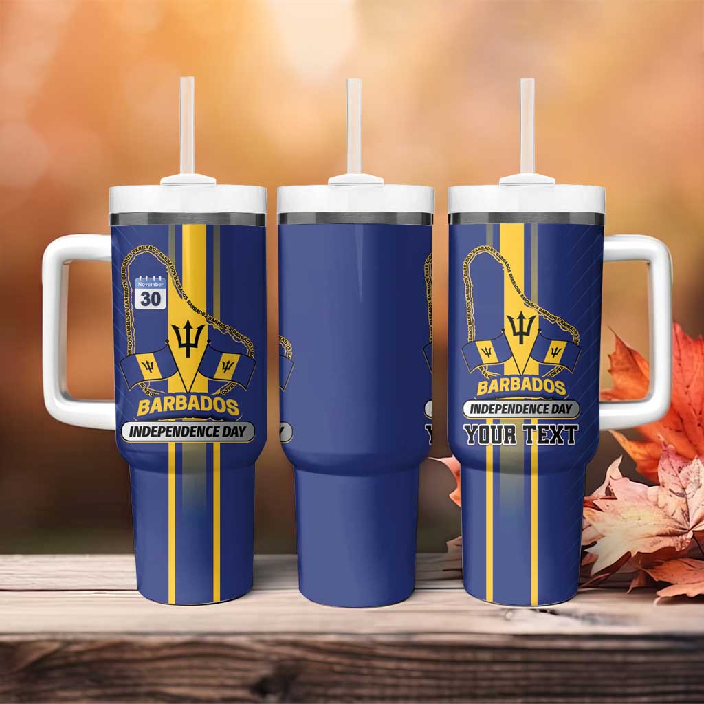 Personalized Barbados 30th November Tumbler With Handle Independence Day Flag Map - Wonder Print Shop
