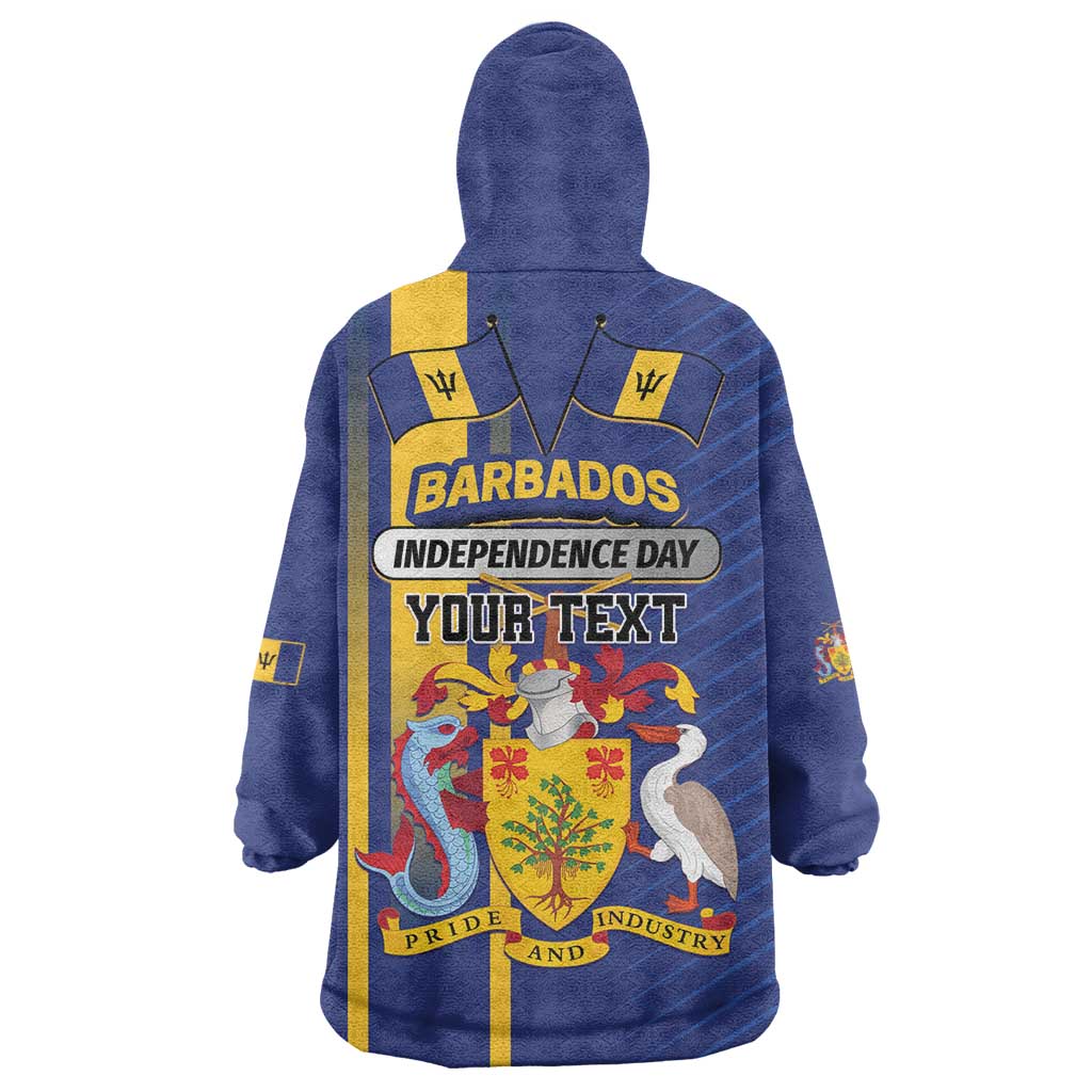 Personalized Barbados 30th November Wearable Blanket Hoodie Independence Day Flag Map - Wonder Print Shop