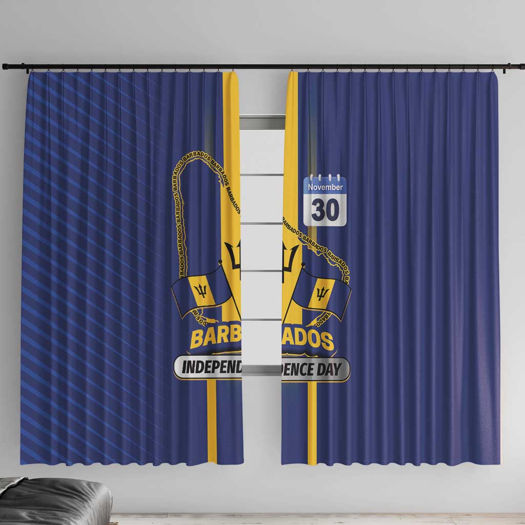 Barbados 30th November Window Curtain Independence Day Flag Map - Wonder Print Shop