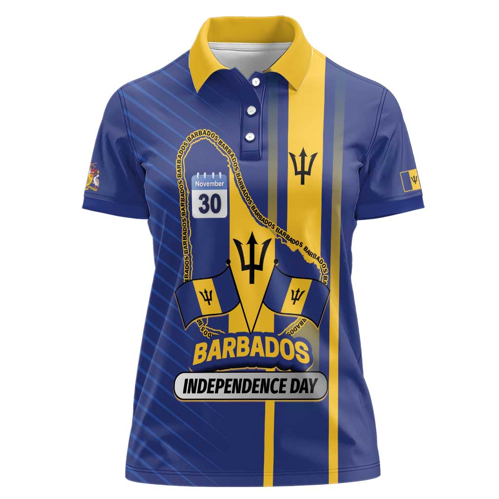 Personalized Barbados 30th November Women Polo Shirt Independence Day Flag Map - Wonder Print Shop