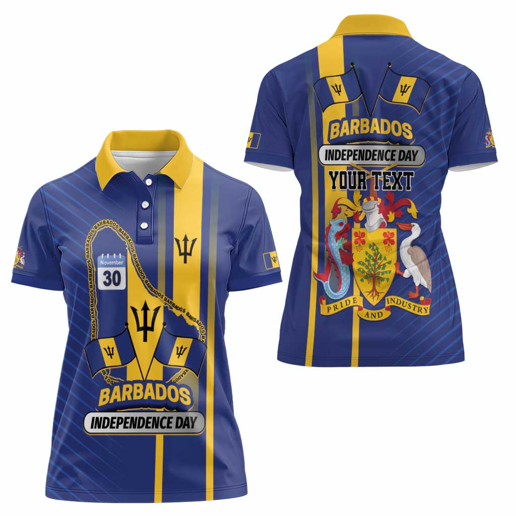 Personalized Barbados 30th November Women Polo Shirt Independence Day Flag Map - Wonder Print Shop