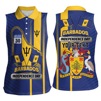 Personalized Barbados 30th November Women Sleeveless Polo Shirt Independence Day Flag Map - Wonder Print Shop