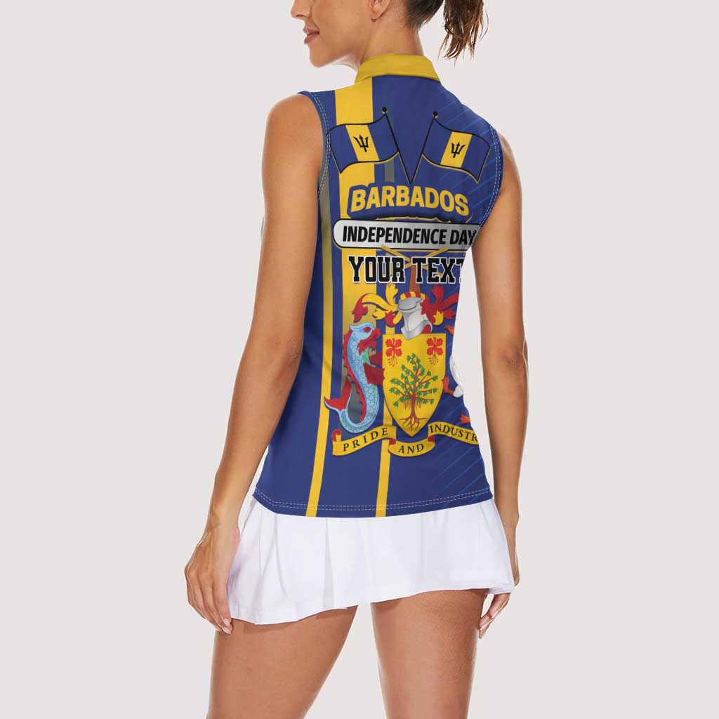 Personalized Barbados 30th November Women Sleeveless Polo Shirt Independence Day Flag Map - Wonder Print Shop
