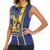 Personalized Barbados 30th November Women Sleeveless Polo Shirt Independence Day Flag Map - Wonder Print Shop