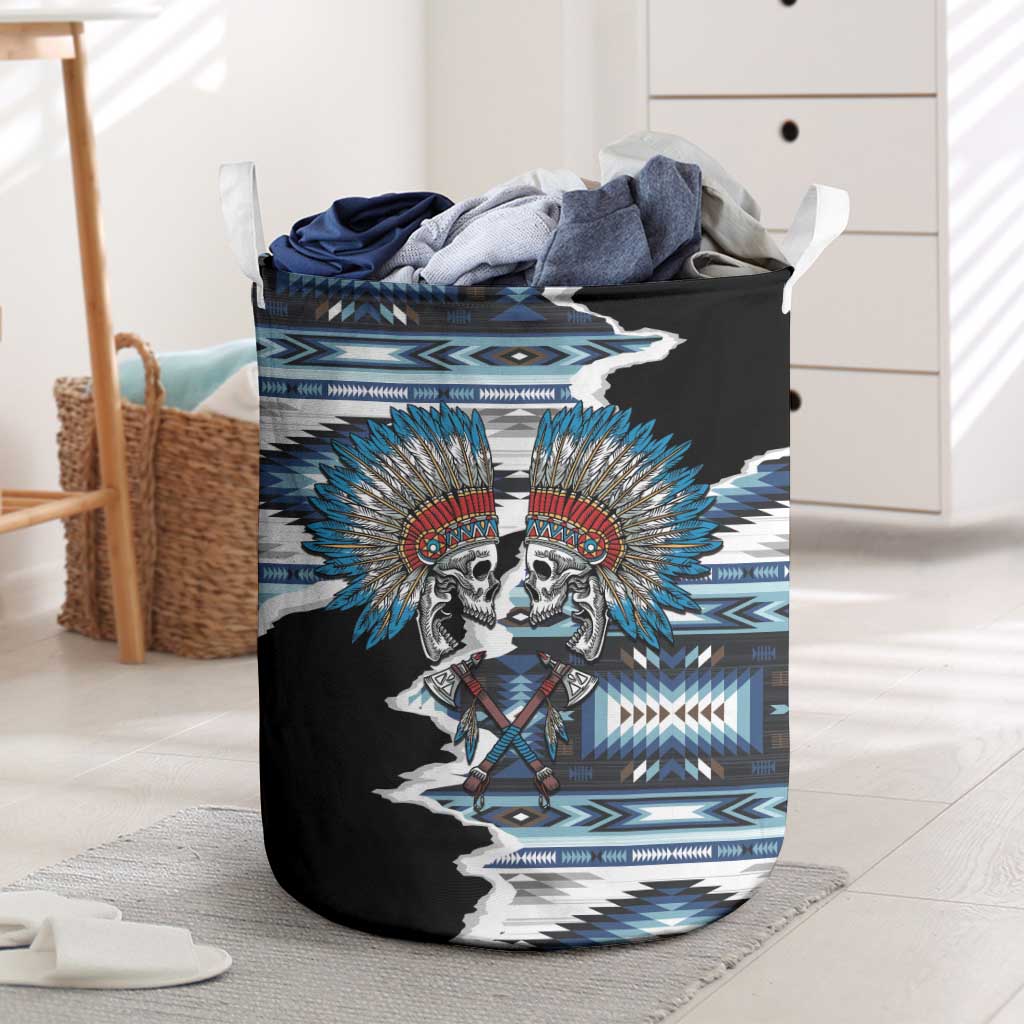 Native American Chief Skull With Axe Laundry Basket - Wonder Print Shop