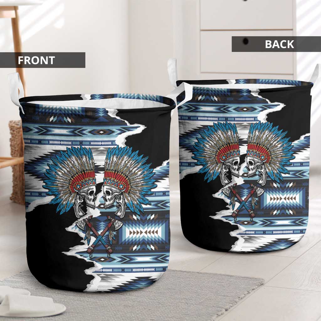 Native American Chief Skull With Axe Laundry Basket - Wonder Print Shop