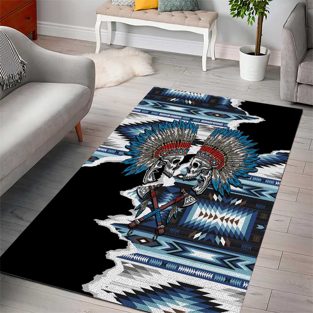 Native American Chief Skull With Axe Area Rug - Wonder Print Shop