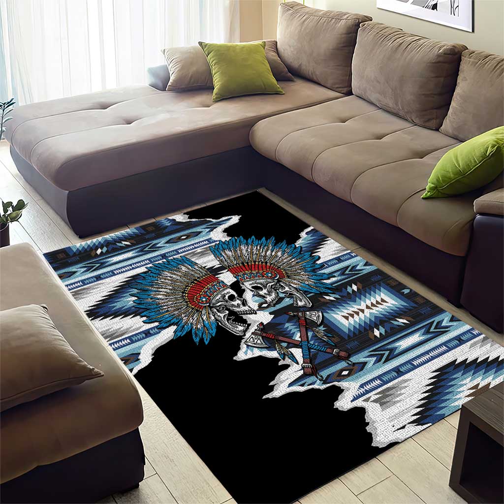 Native American Chief Skull With Axe Area Rug - Wonder Print Shop