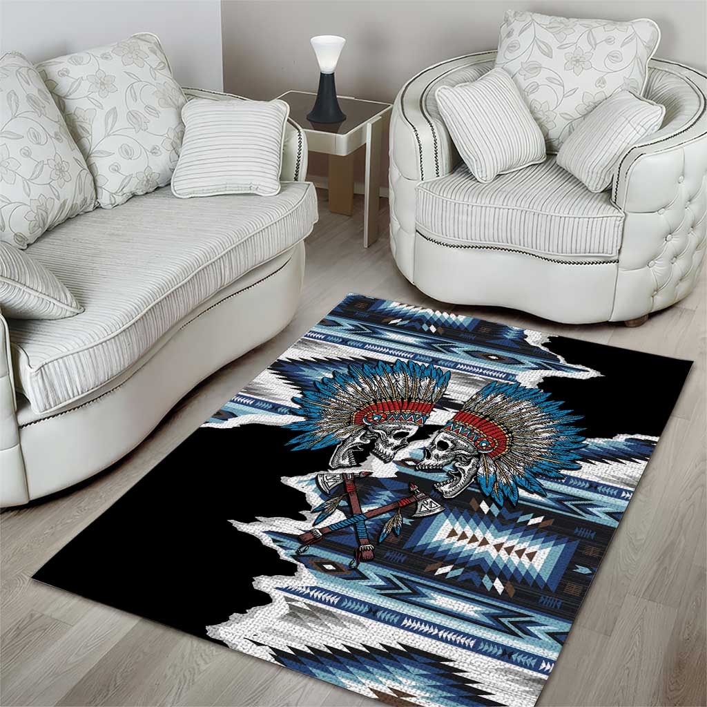 Native American Chief Skull With Axe Area Rug - Wonder Print Shop