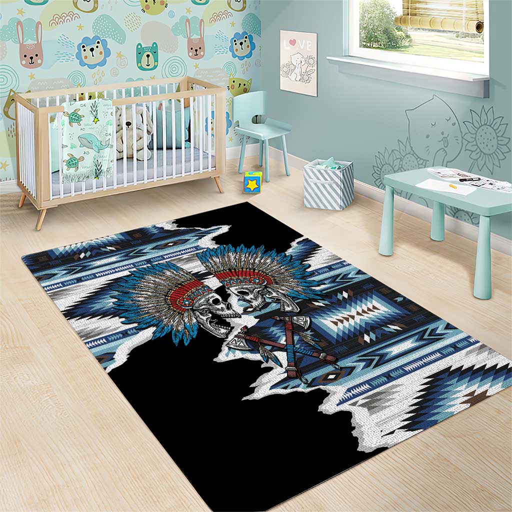 Native American Chief Skull With Axe Area Rug - Wonder Print Shop