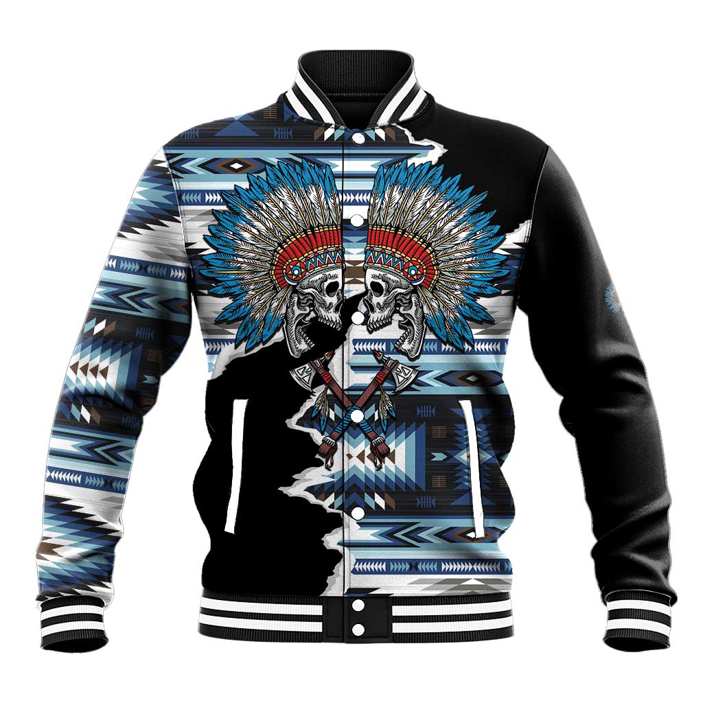 Native American Chief Skull With Axe Baseball Jacket - Wonder Print Shop
