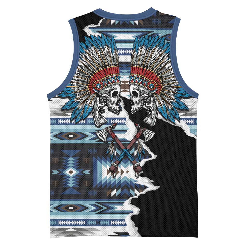 Native American Chief Skull With Axe Basketball Jersey - Wonder Print Shop