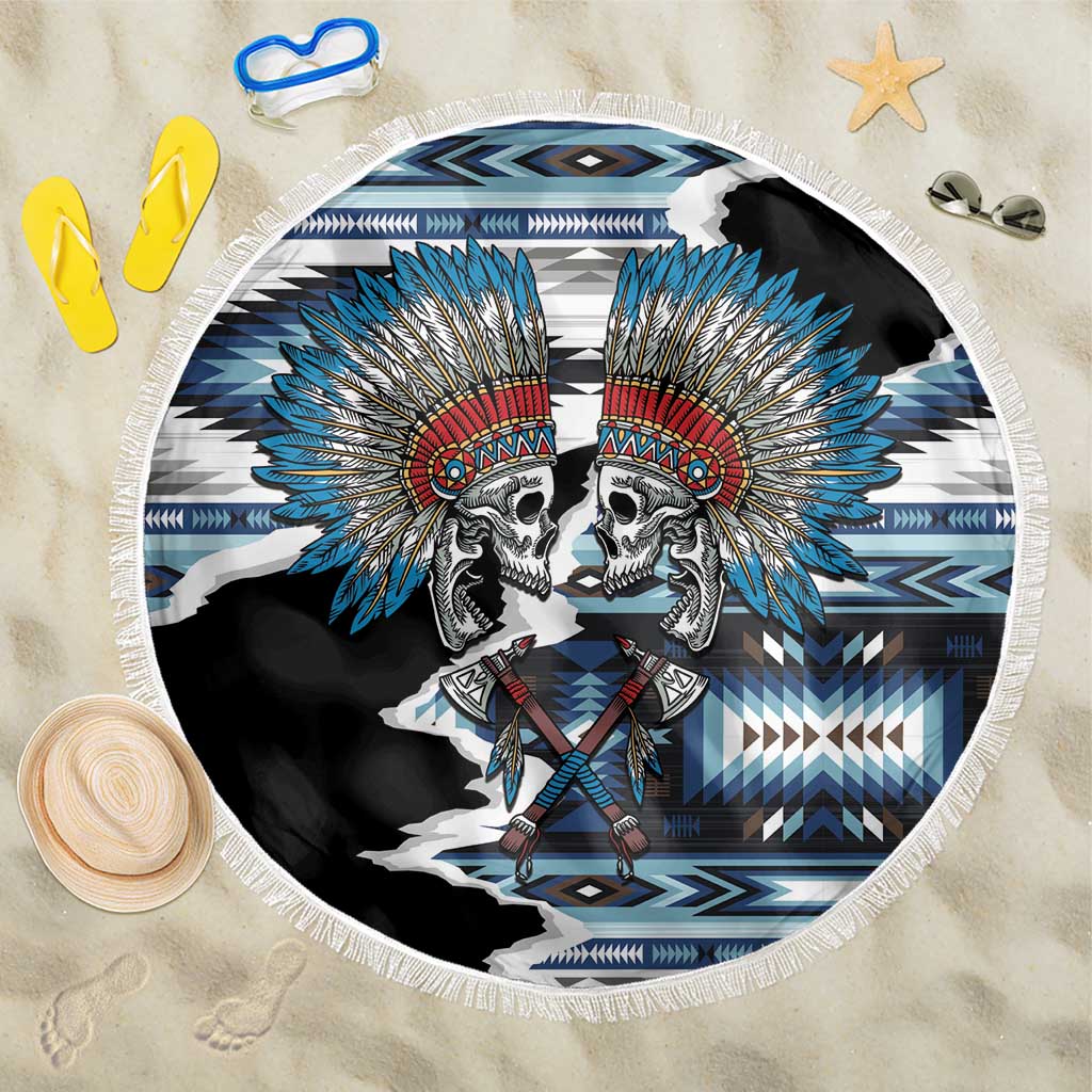 Native American Chief Skull With Axe Beach Blanket - Wonder Print Shop