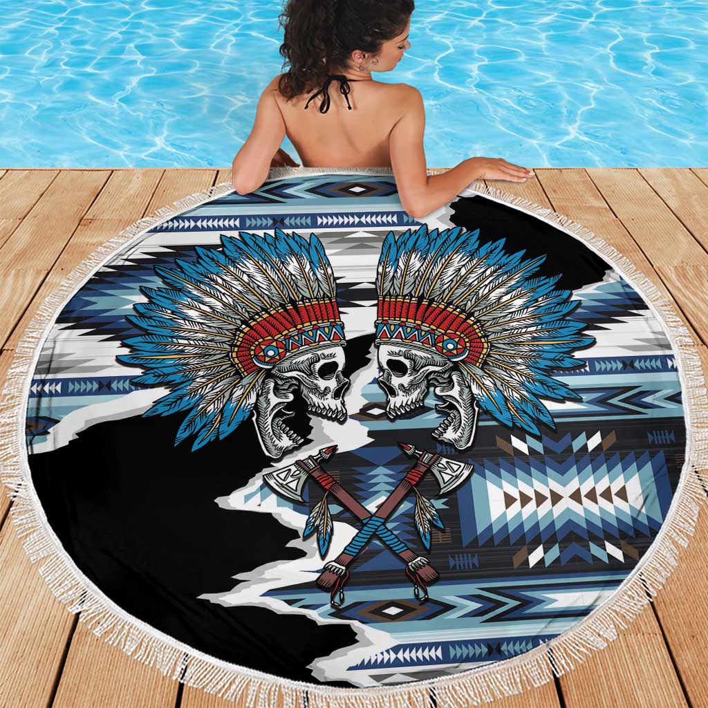 Native American Chief Skull With Axe Beach Blanket - Wonder Print Shop