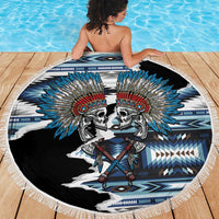 Native American Chief Skull With Axe Beach Blanket - Wonder Print Shop