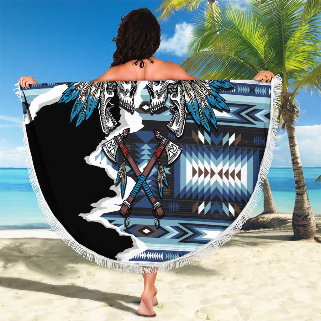 Native American Chief Skull With Axe Beach Blanket - Wonder Print Shop