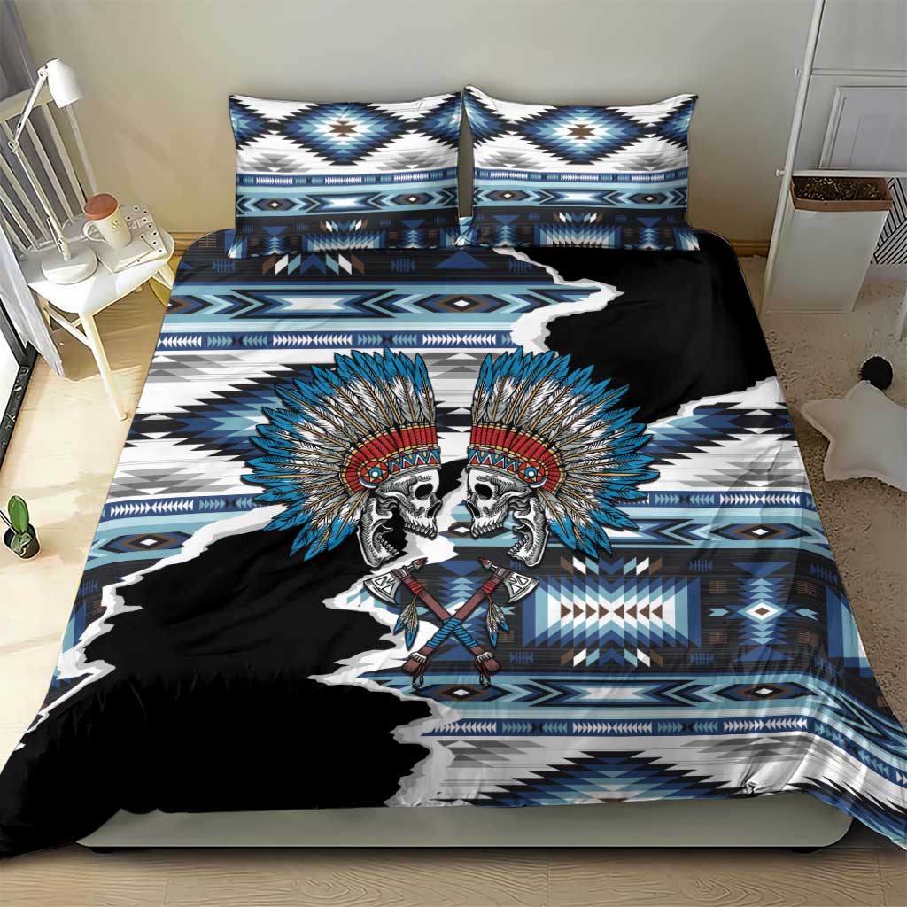 Native American Chief Skull With Axe Bedding Set - Wonder Print Shop