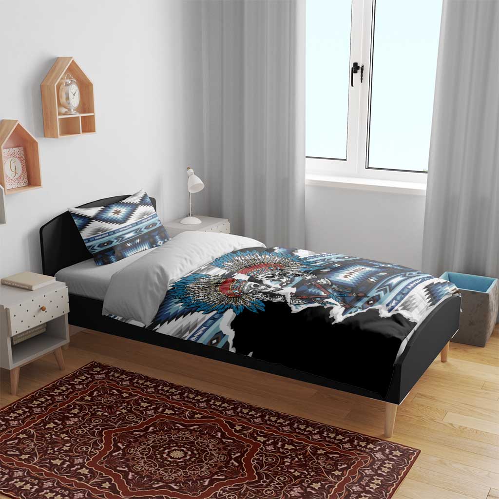 Native American Chief Skull With Axe Bedding Set - Wonder Print Shop