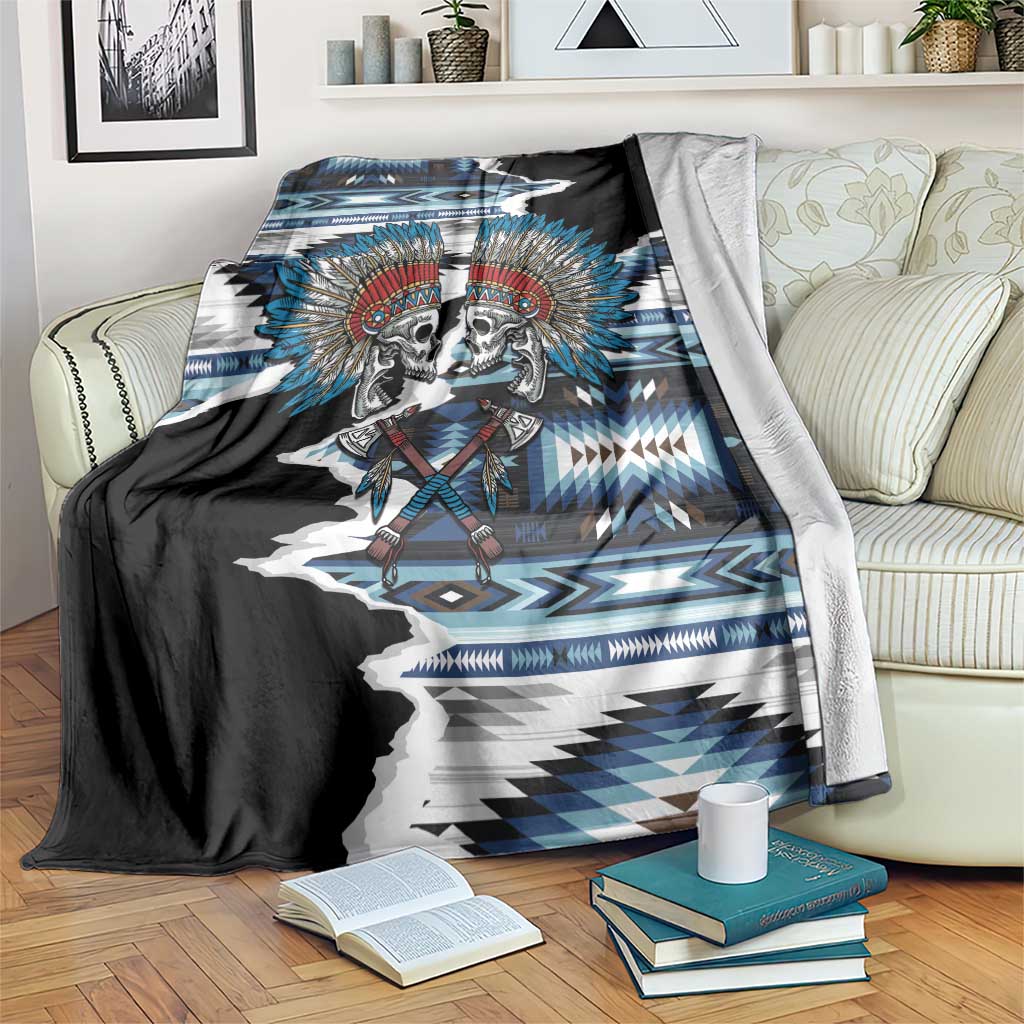 Native American Chief Skull With Axe Blanket - Wonder Print Shop