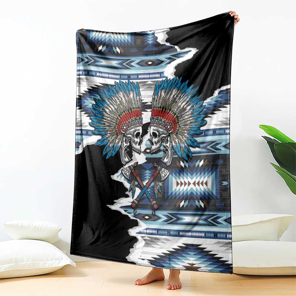 Native American Chief Skull With Axe Blanket - Wonder Print Shop