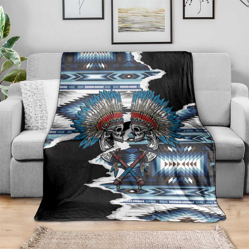 Native American Chief Skull With Axe Blanket - Wonder Print Shop