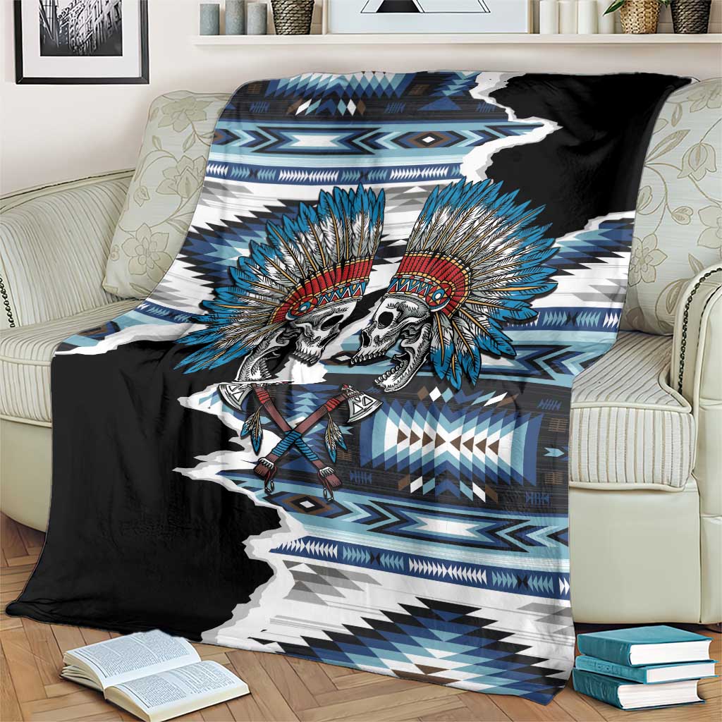 Native American Chief Skull With Axe Blanket - Wonder Print Shop