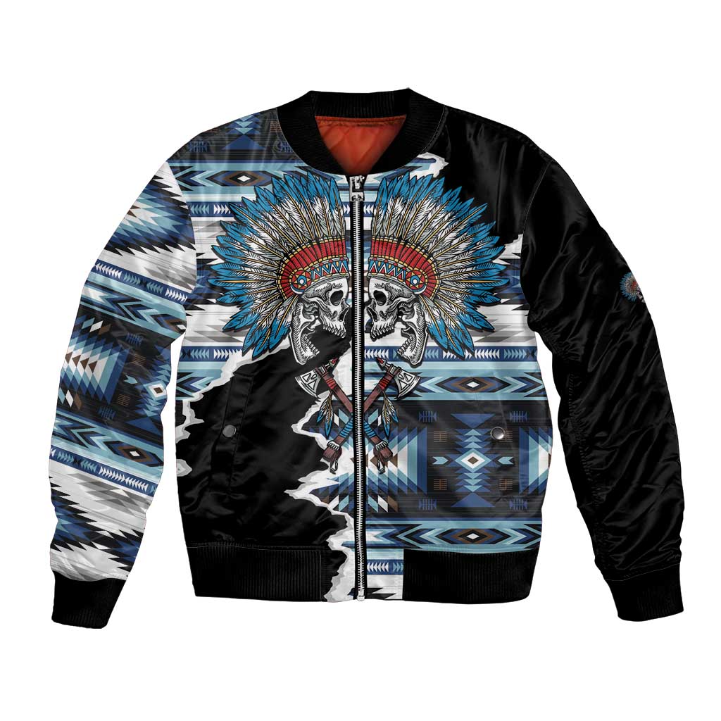Native American Chief Skull With Axe Bomber Jacket - Wonder Print Shop