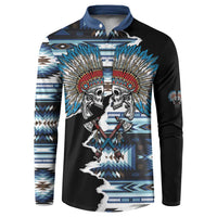 Native American Chief Skull With Axe Button Sweatshirt - Wonder Print Shop