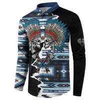 Native American Chief Skull With Axe Button Sweatshirt - Wonder Print Shop