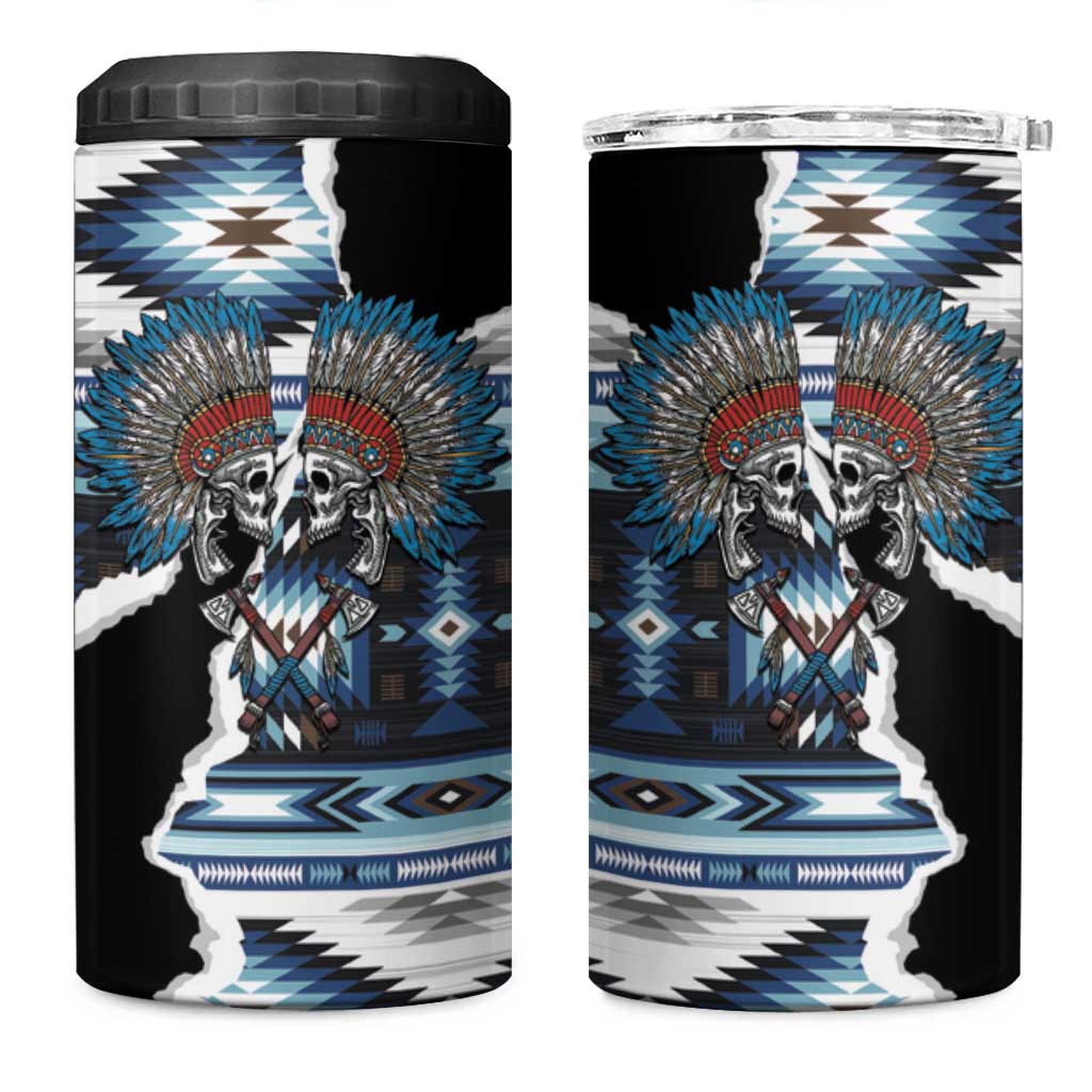 Native American Chief Skull With Axe 4 in 1 Can Cooler Tumbler - Wonder Print Shop