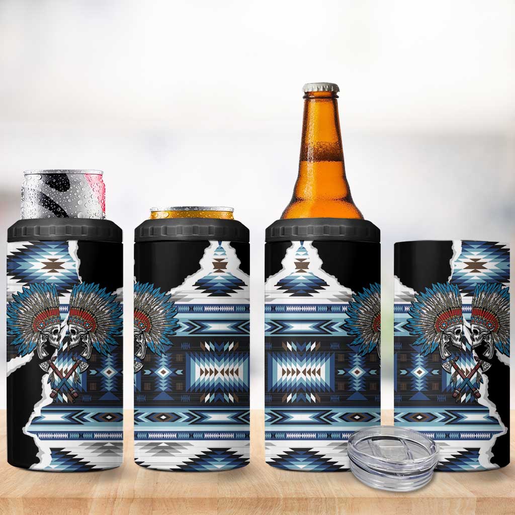 Native American Chief Skull With Axe 4 in 1 Can Cooler Tumbler - Wonder Print Shop
