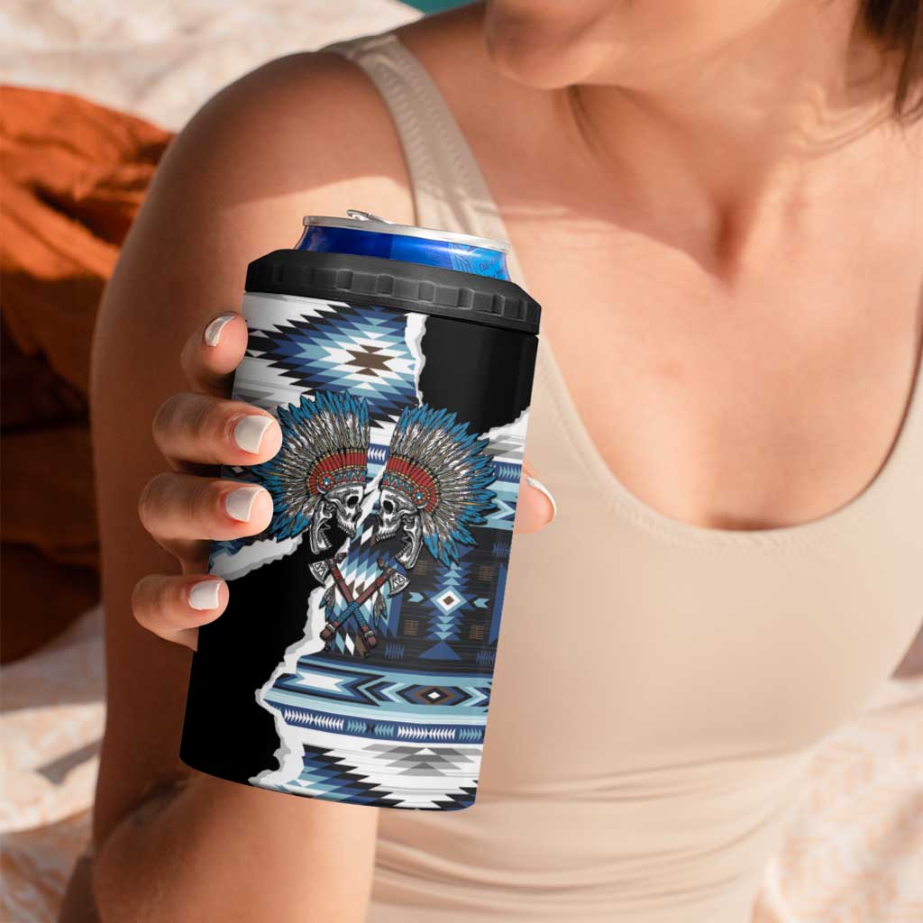 Native American Chief Skull With Axe 4 in 1 Can Cooler Tumbler - Wonder Print Shop