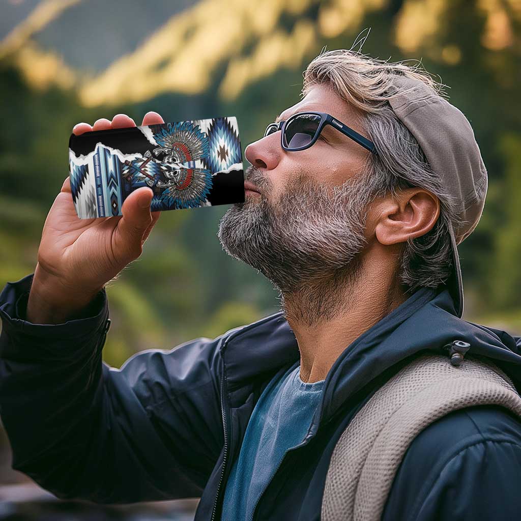 Native American Chief Skull With Axe 4 in 1 Can Cooler Tumbler - Wonder Print Shop