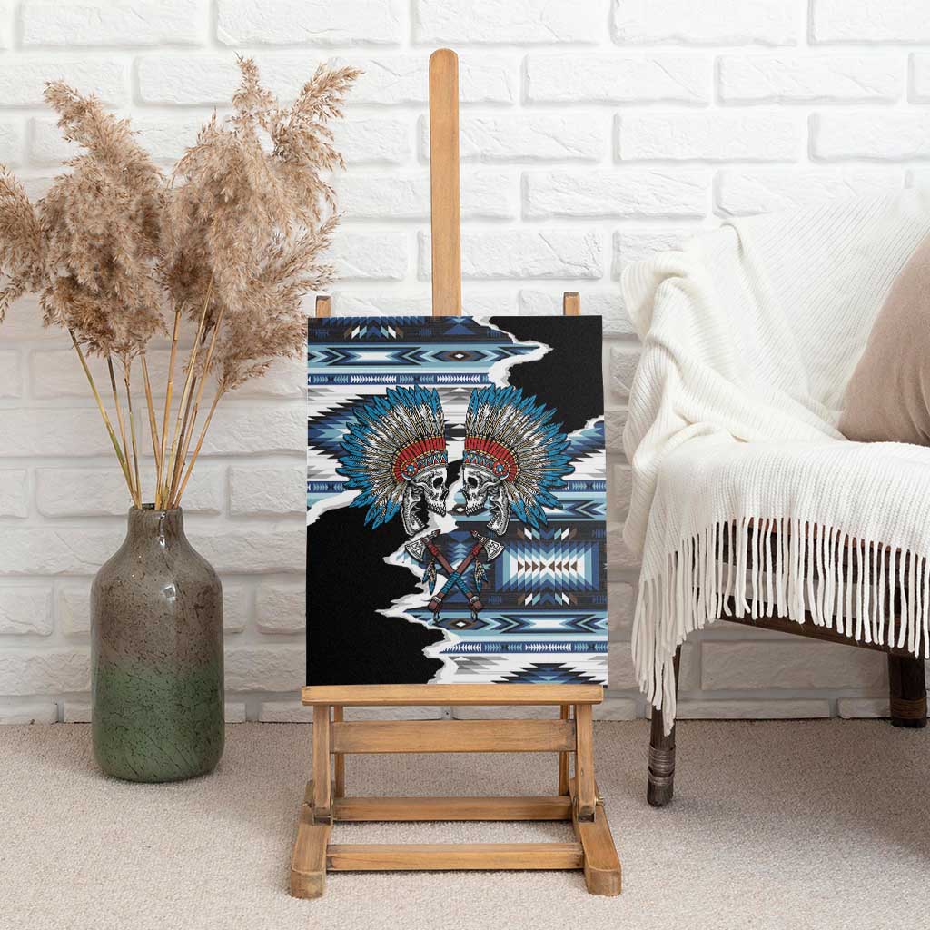 Native American Chief Skull With Axe Canvas Wall Art - Wonder Print Shop