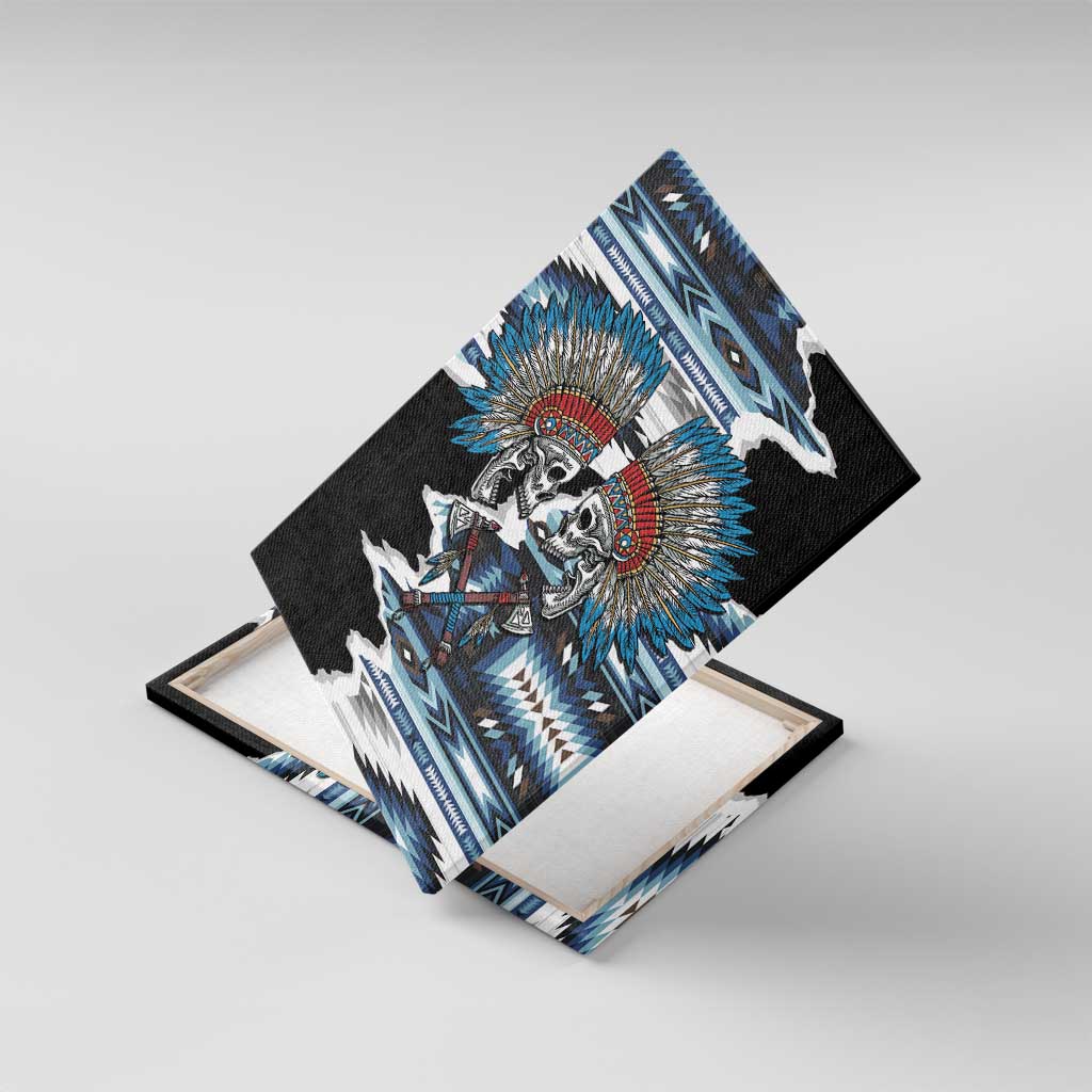 Native American Chief Skull With Axe Canvas Wall Art - Wonder Print Shop