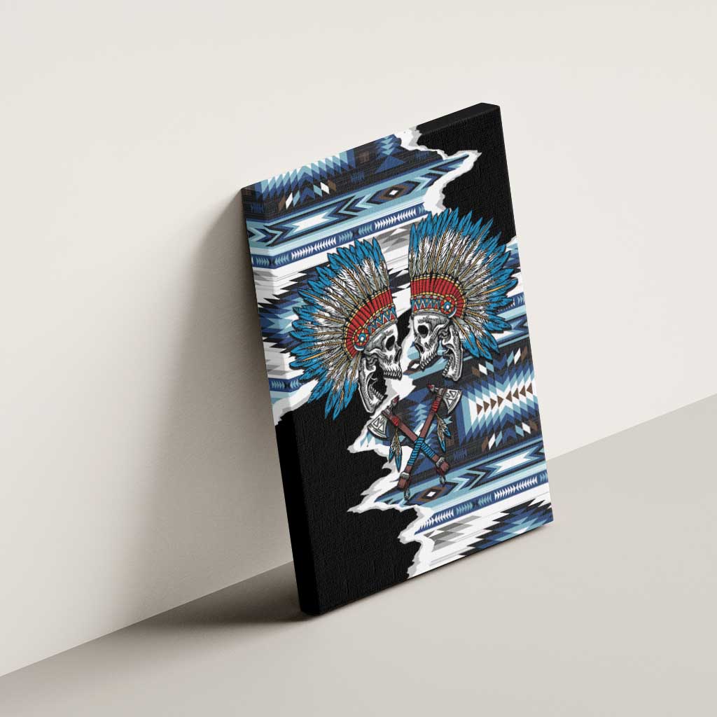 Native American Chief Skull With Axe Canvas Wall Art - Wonder Print Shop