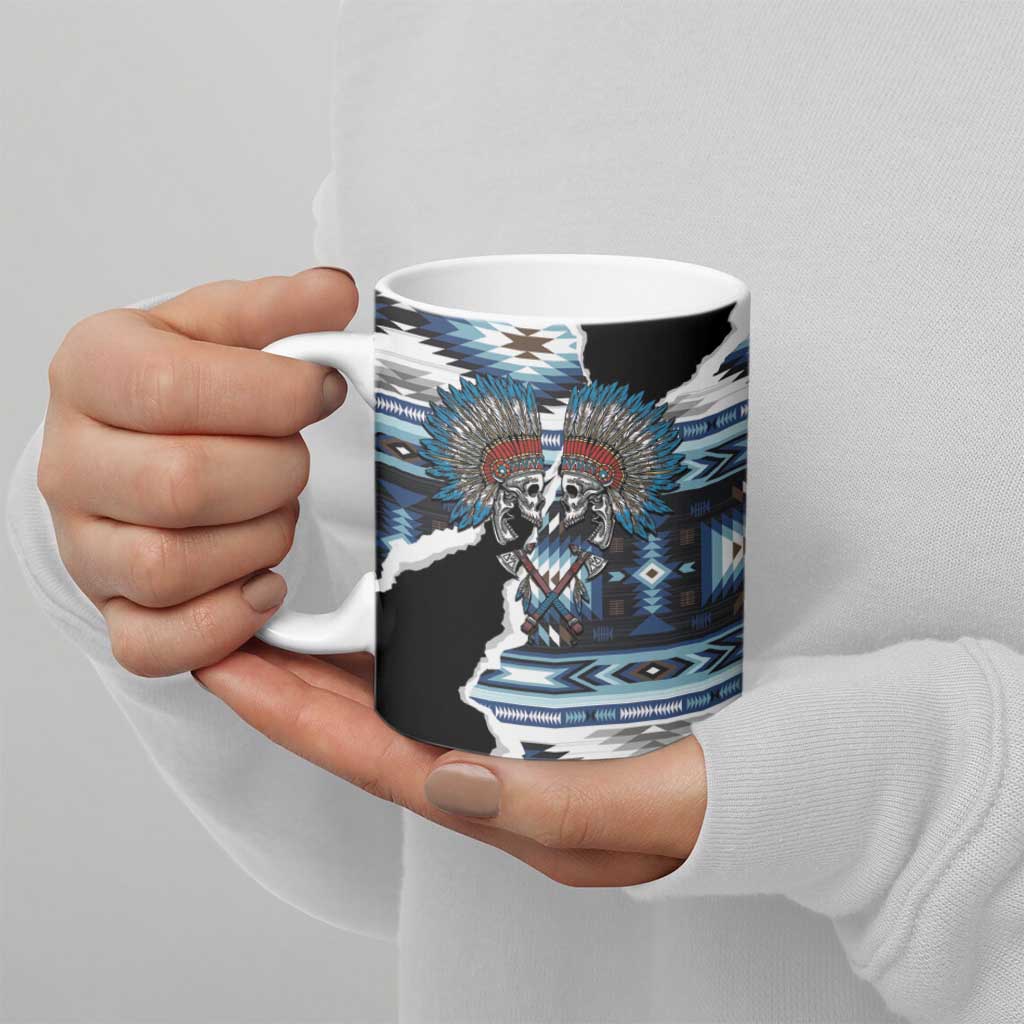 Native American Chief Skull With Axe Ceramic Mug - Wonder Print Shop