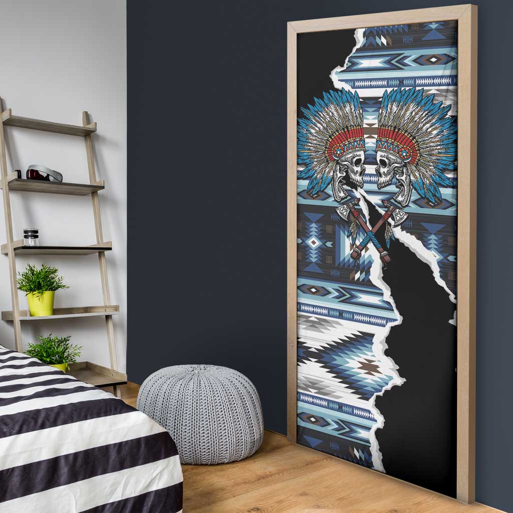Native American Chief Skull With Axe Door Cover - Wonder Print Shop