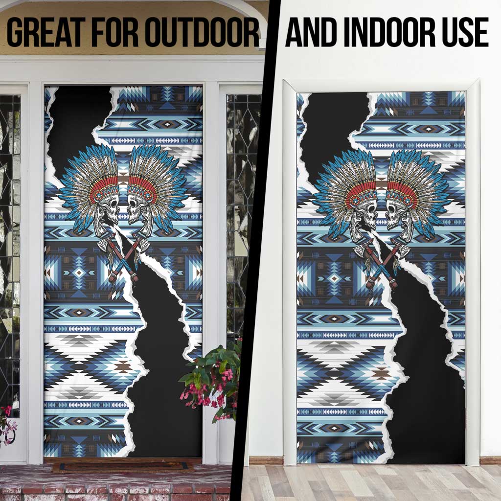 Native American Chief Skull With Axe Door Cover - Wonder Print Shop