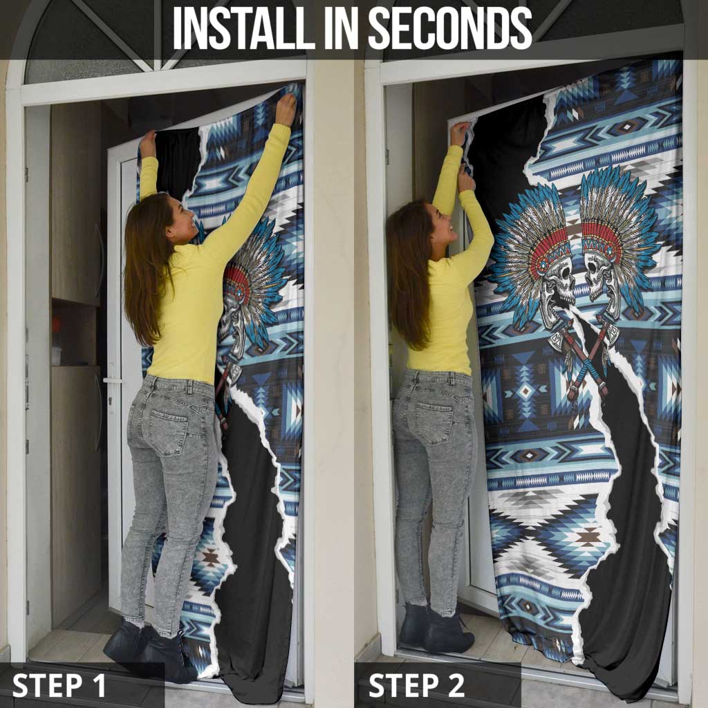 Native American Chief Skull With Axe Door Cover - Wonder Print Shop