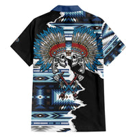 Native American Chief Skull With Axe Family Matching Long Sleeve Bodycon Dress and Hawaiian Shirt - Wonder Print Shop