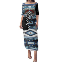 Native American Chief Skull With Axe Family Matching Puletasi and Hawaiian Shirt - Wonder Print Shop