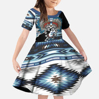 Native American Chief Skull With Axe Family Matching Summer Maxi Dress and Hawaiian Shirt - Wonder Print Shop